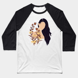 Abstract Woman and Flowers Baseball T-Shirt